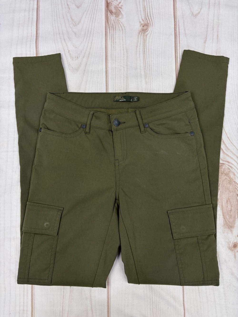 prAna Meme Pant Skinny Cargo Hiking Pants Green Sz 2 - Picture 13 of 15